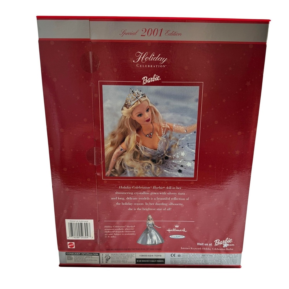 Mattel Holiday Celebration Barbie Special 2001 Edition Silver Gown 50304 NIB - Picture 2 of 4